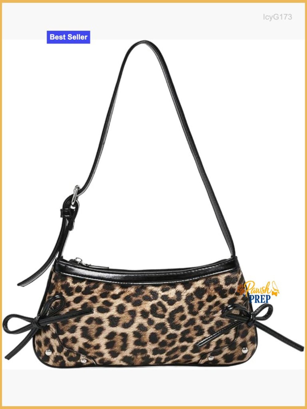 Y2K Leopard Print Bowknot Top Handle Underarm Shoulder Bag